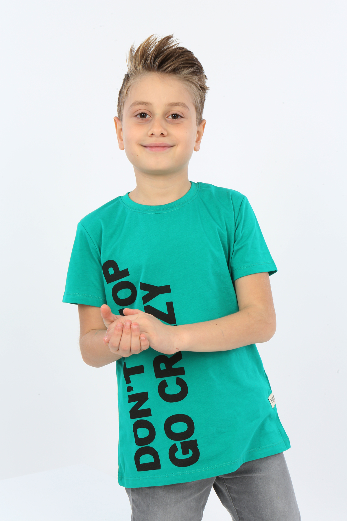 Toontoy Erkek Çocuk Dont Stop Go Crazy Baskılı Tişört