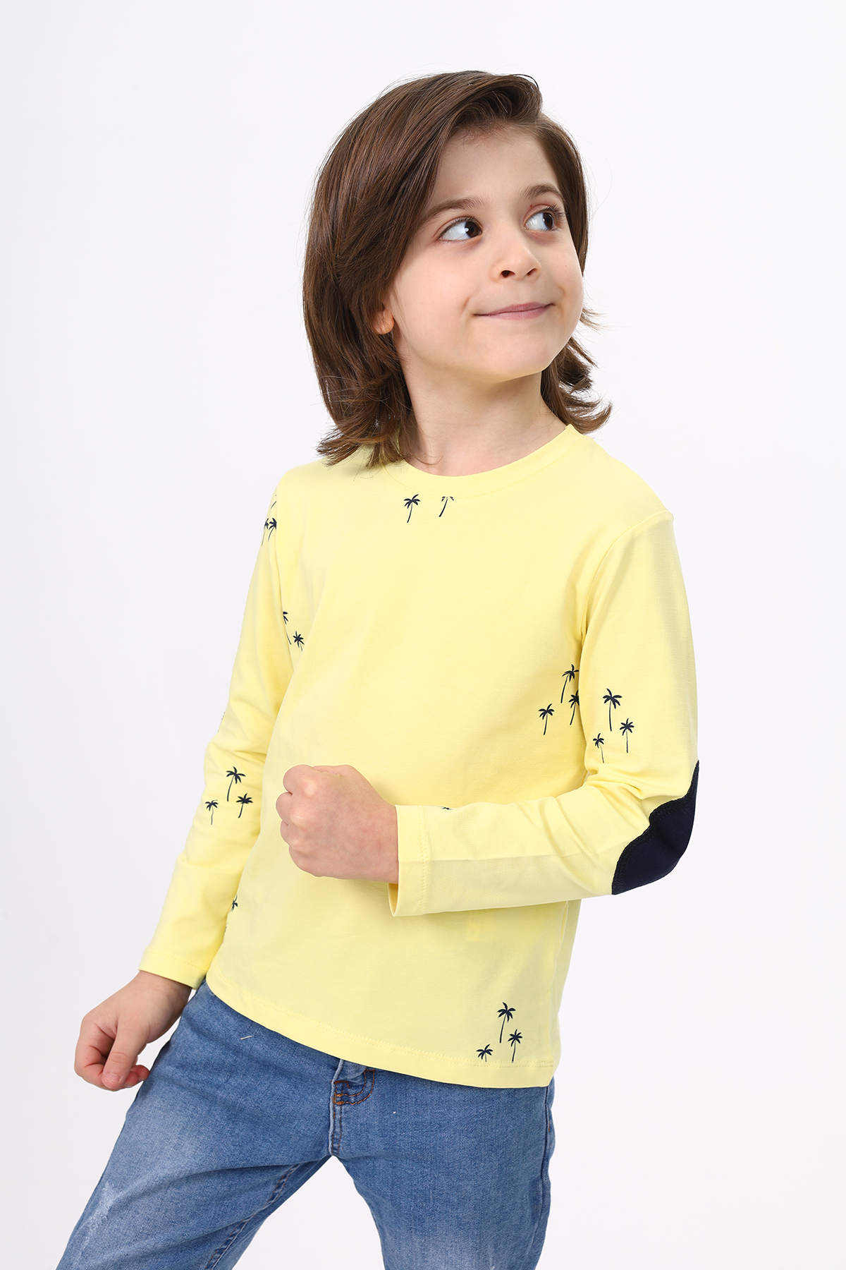 Toontoy Erkek Çocuk Palmiye Baskılı  Düz Tişört