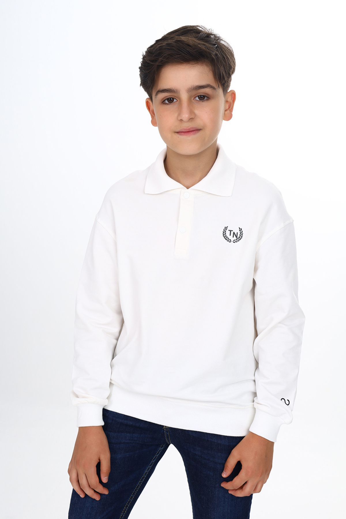 Toontoy Erkek Çocuk Polo Yaka Tnty Baskılı Sweatshirt
