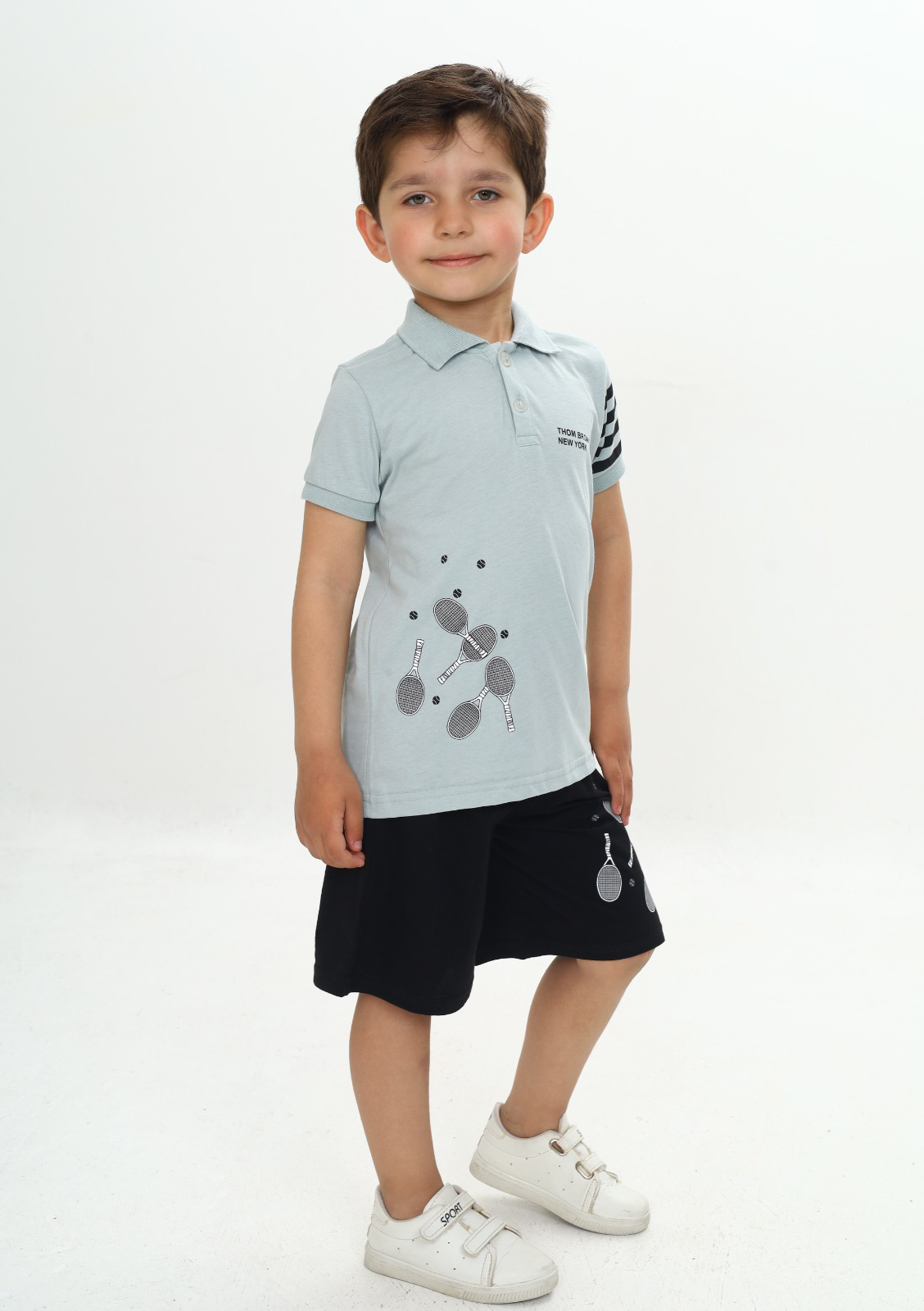 Toontoy Erkek Çocuk Polo Yaka Baskılı Şortlu Takım