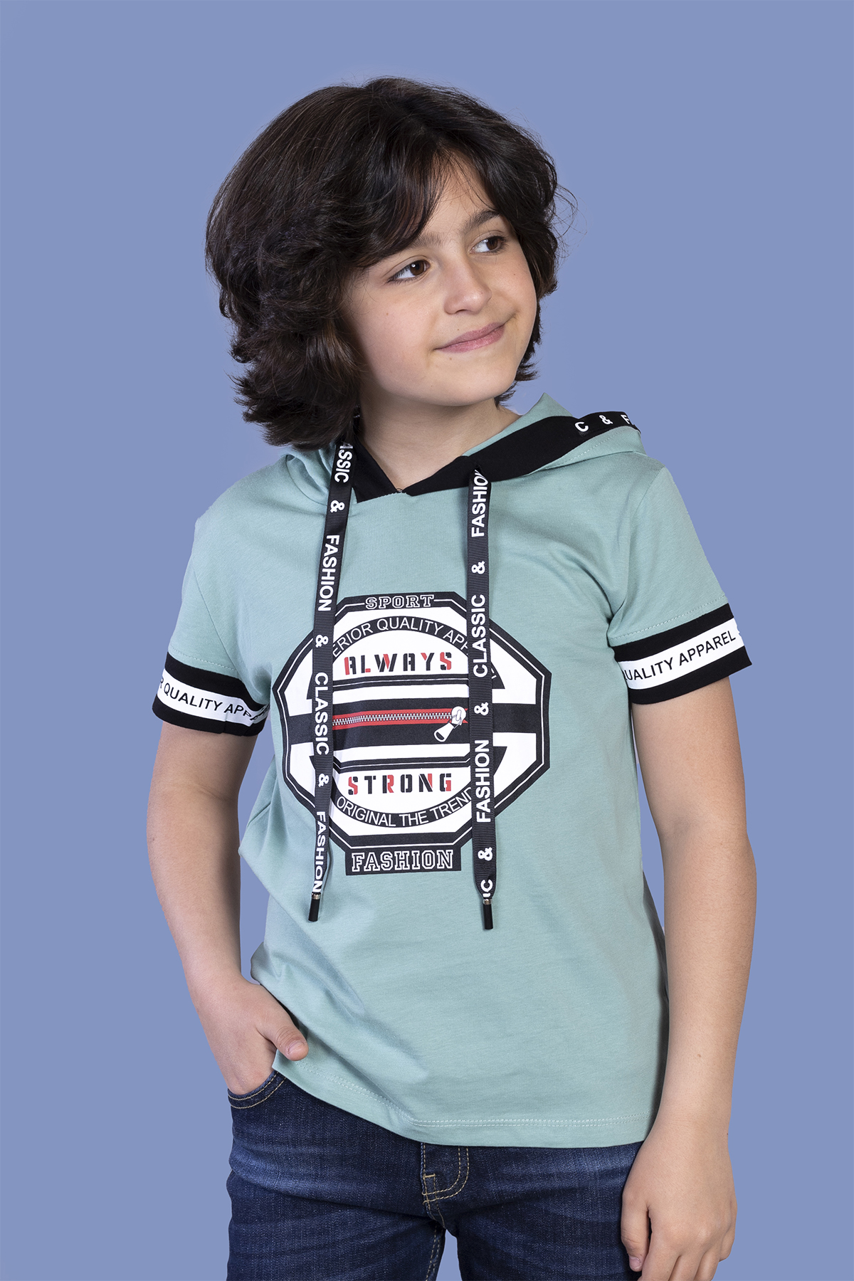 Toontoy Erkek Çocuk Kapüşonlu Baskılı Tişört