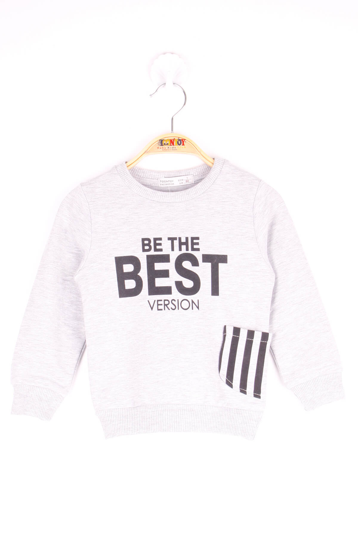 Toontoy Erkek Çocuk Çizgili Cepli Sweatshirt