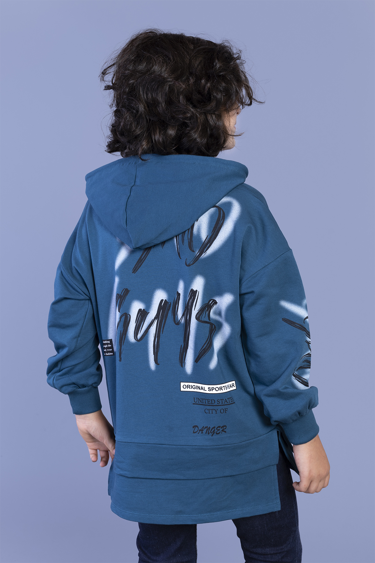 Toontoy Erkek Çocuk Kapüşonlu Baskılı Sweatshirt