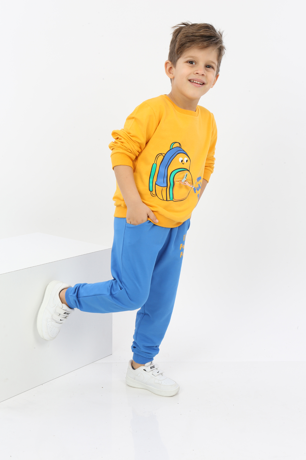 Toontoy Erkek Çocuk Çantalı Yazı Baskılı Eşofman Takım