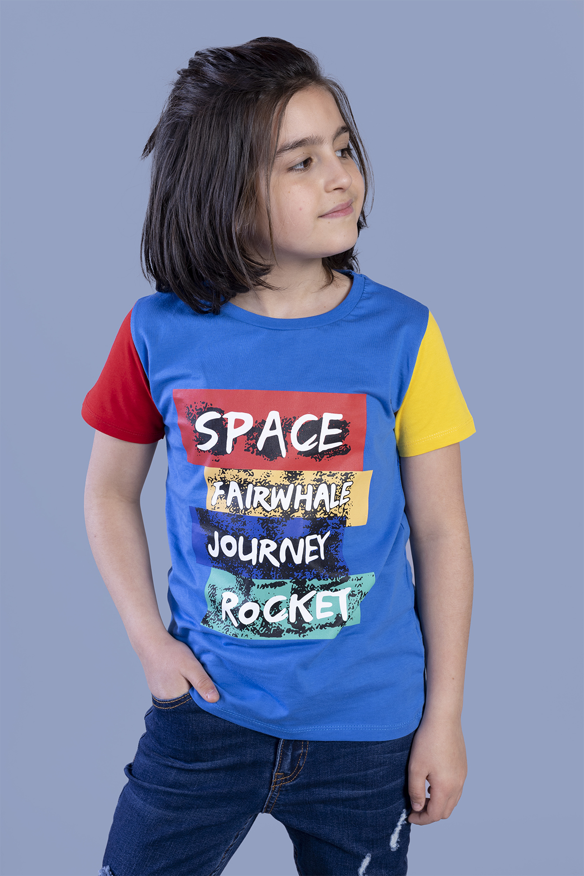 Toontoy Erkek Çocuk Kolları Garni Detaylı Baskılı Tişört