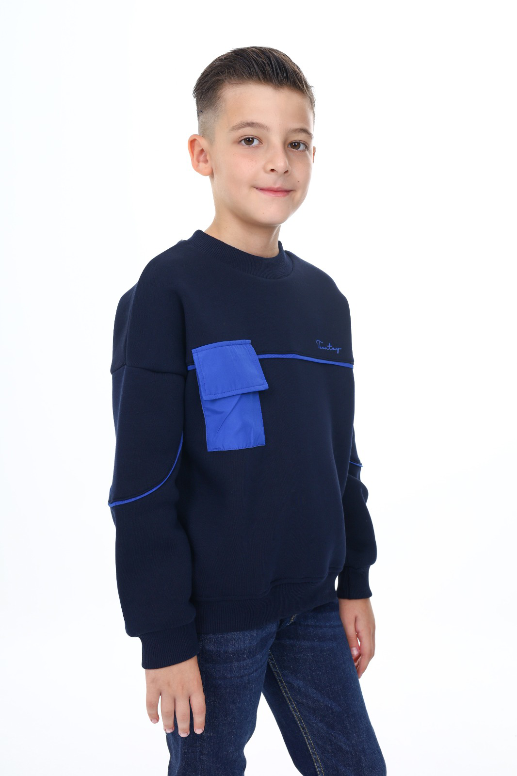 Toontoy Erkek Çocuk Cep Detaylı  Baskılı Sweatshirt