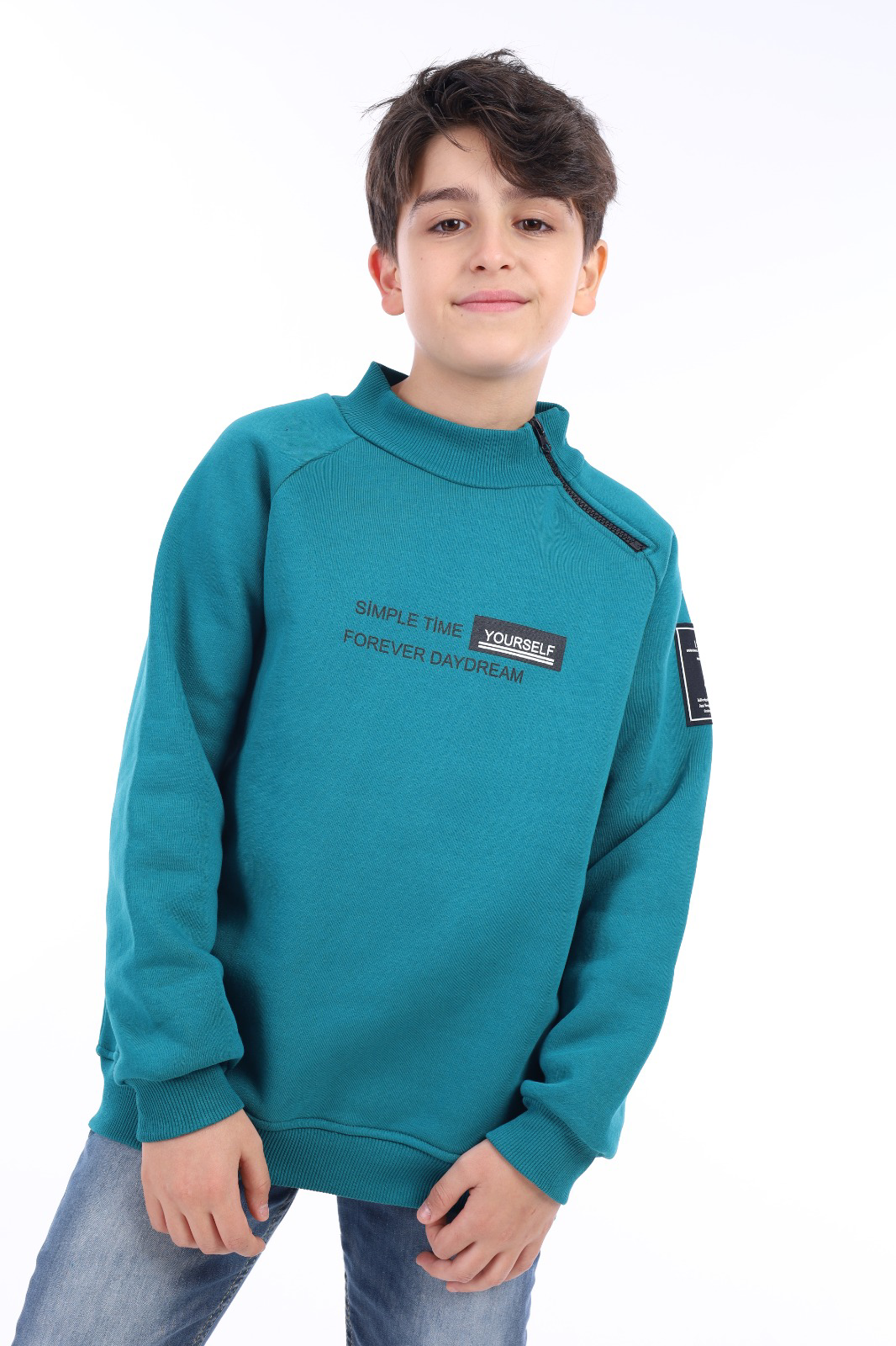 Toontoy Erkek Çocuk Simple Time Yourself Baskılı Sweatshirt