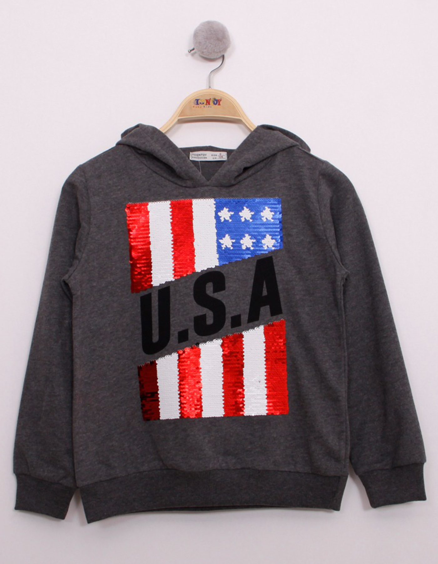 Toontoy Erkek Çocuk Pullu U.S.A Bayraklı Nakışlı Sweatshirt