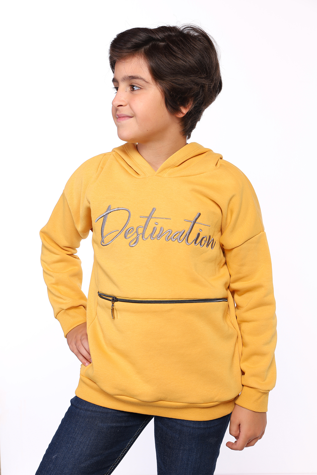 Toontoy Erkek Çocuk Cebi Fermuar Kapatmalı Nakışlı Sweatshirt
