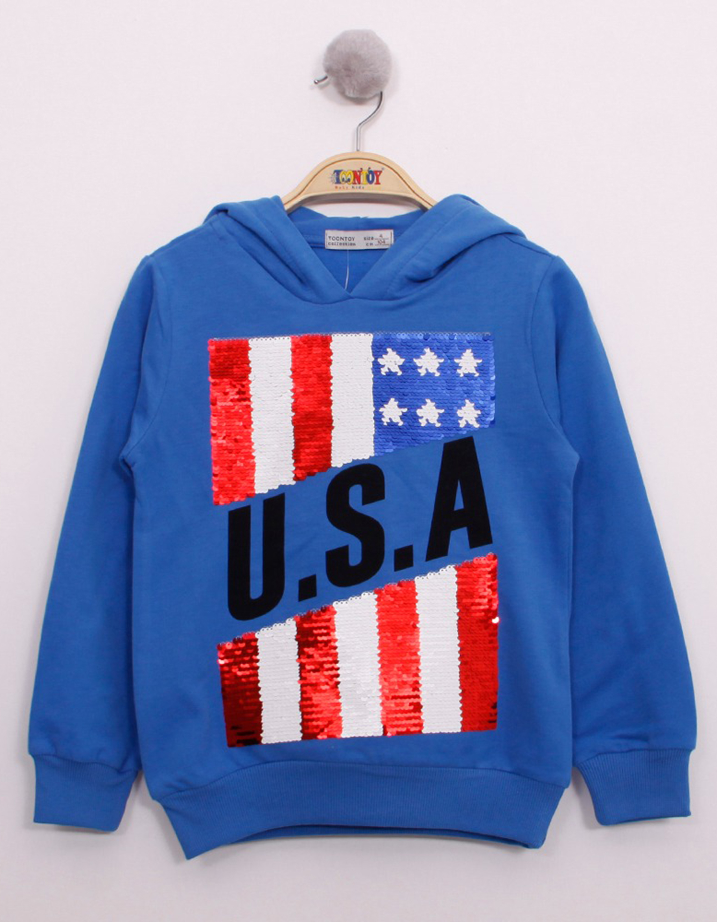 Toontoy Erkek Çocuk Pullu U.S.A Bayraklı Nakışlı Sweatshirt