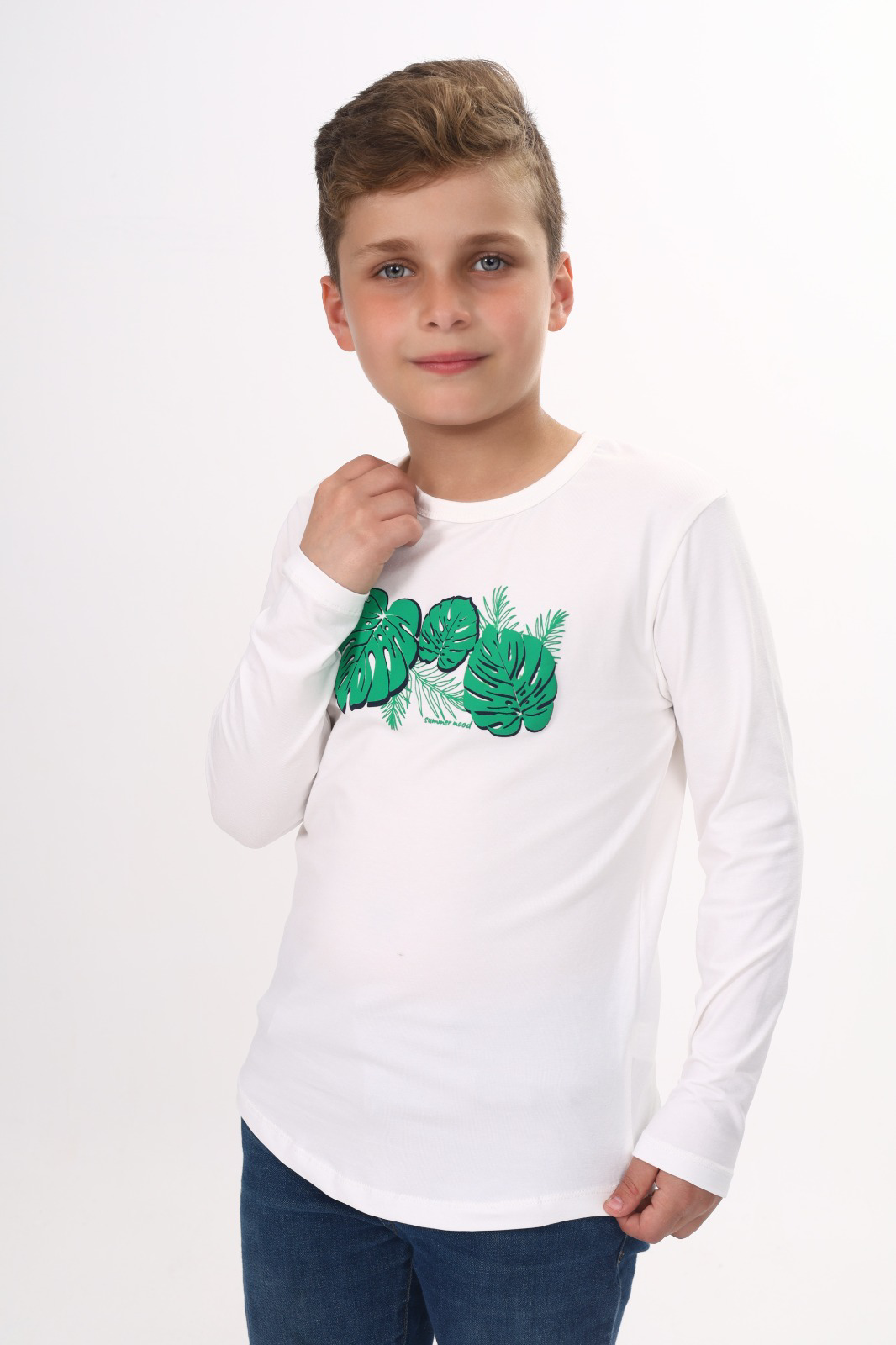 Toontoy Erkek Çocuk  Yaprak Baskılı Tişört