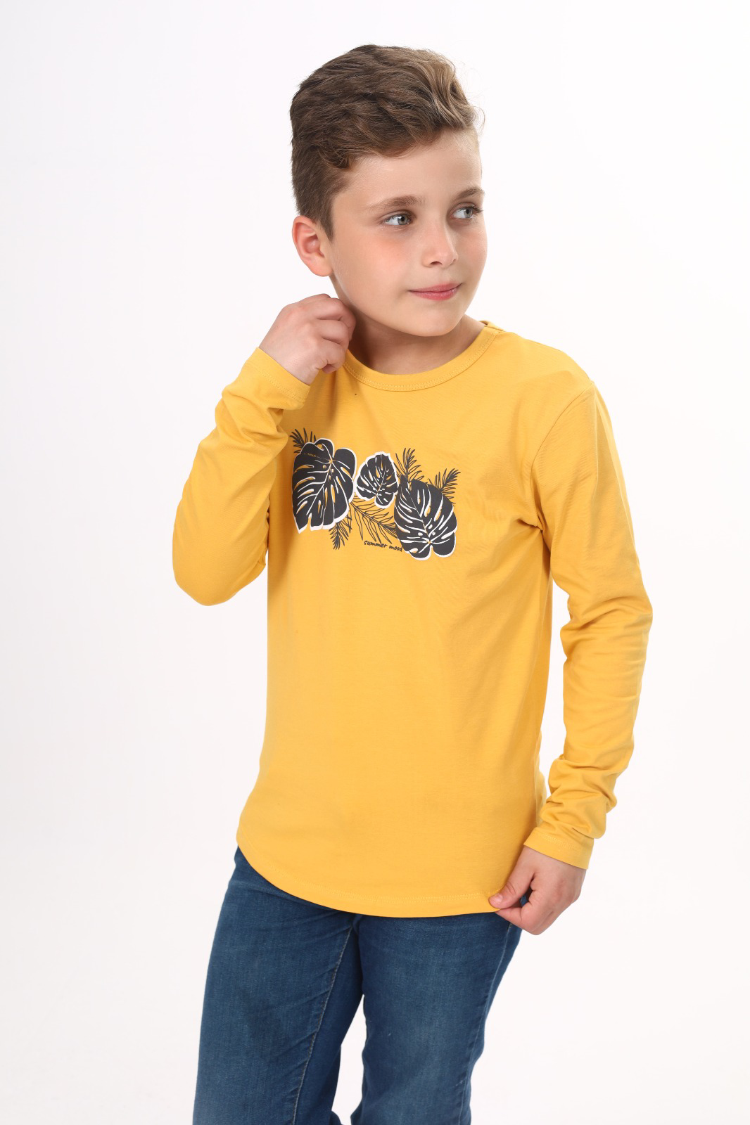 Toontoy Erkek Çocuk  Yaprak Baskılı Tişört