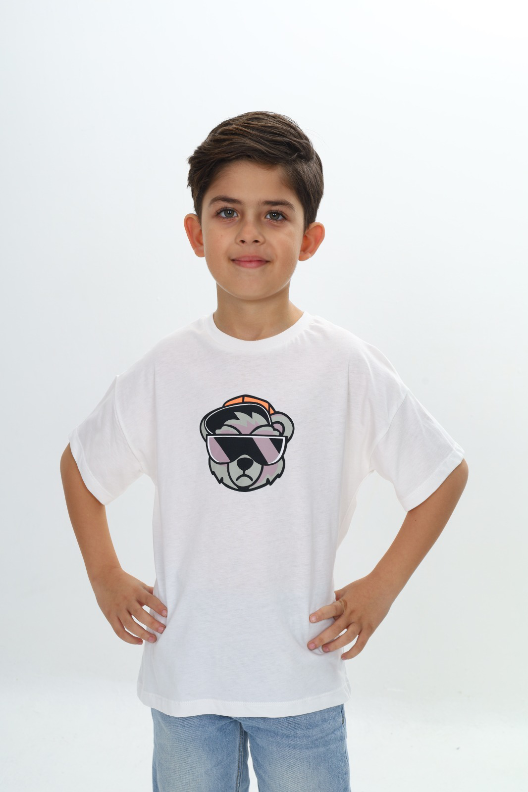 Toontoy Erkek Çocuk Şapkalı Ayı Baskılı Tişört