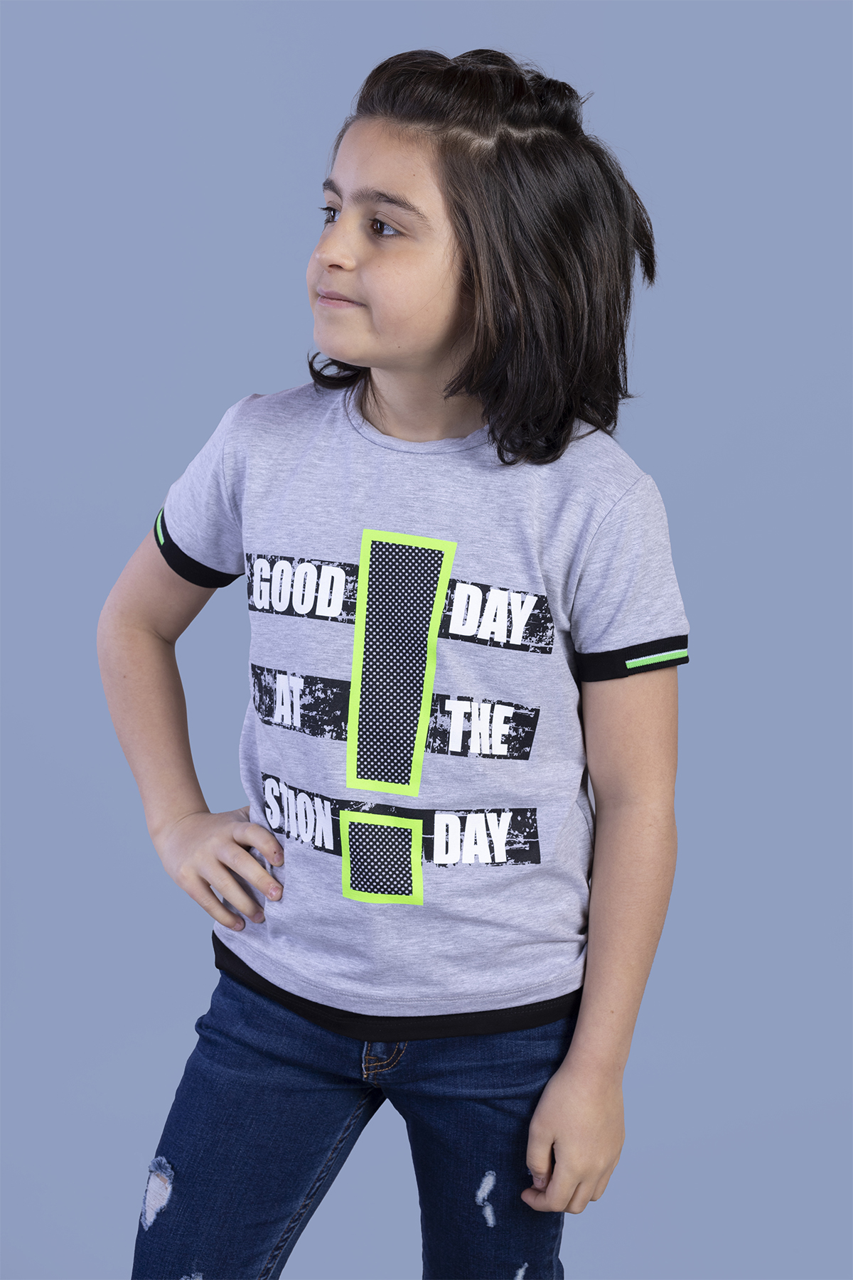 Toontoy Erkek Çocuk Neon Uyumlu Baskılı Garni Detaylı Tişört