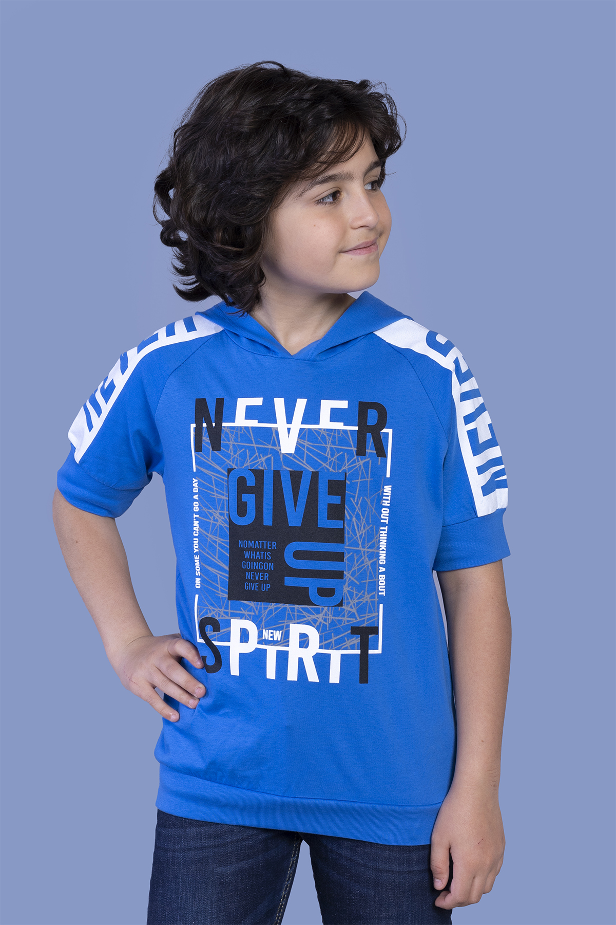 Toontoy Erkek Çocuk Baskılı Kapüşonlu Reglan Kol Tişört