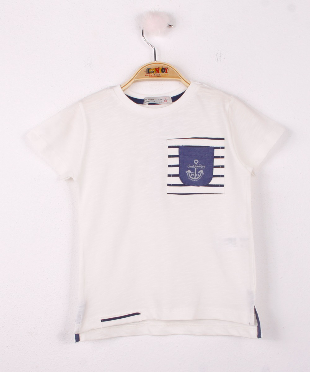 Toontoy Erkek Çocuk Cep Üstü Çapa Nakışlı T-Shirt