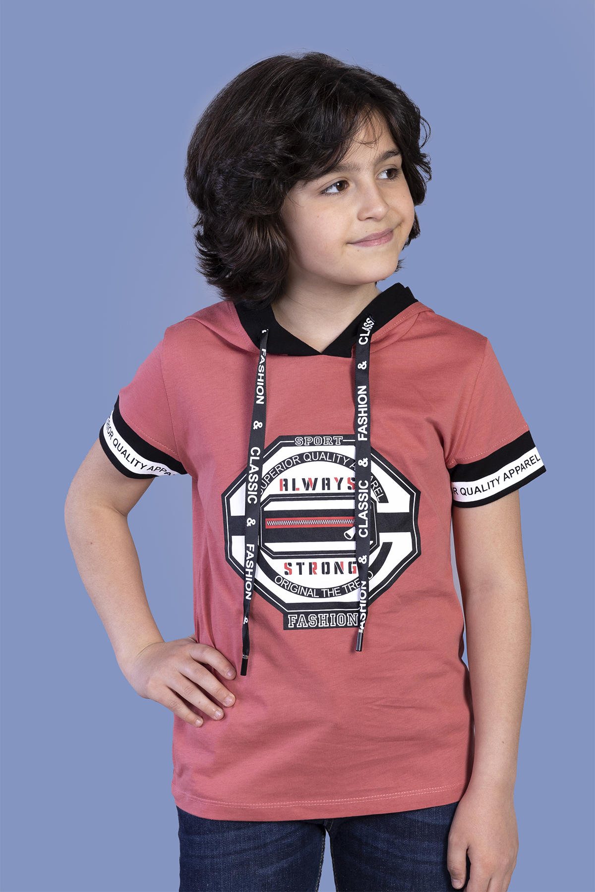 Toontoy Erkek Çocuk Kapüşonlu Baskılı Tişört