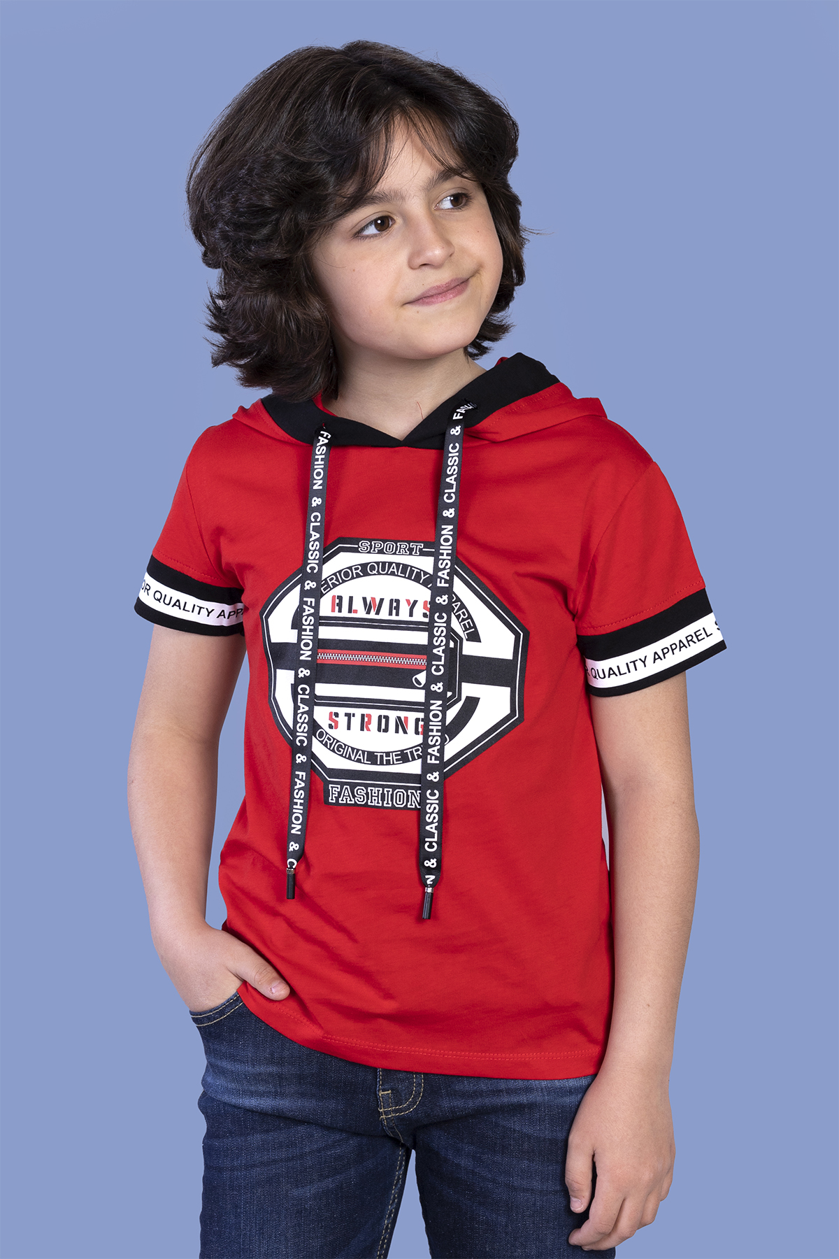 Toontoy Erkek Çocuk Kapüşonlu Baskılı Tişört