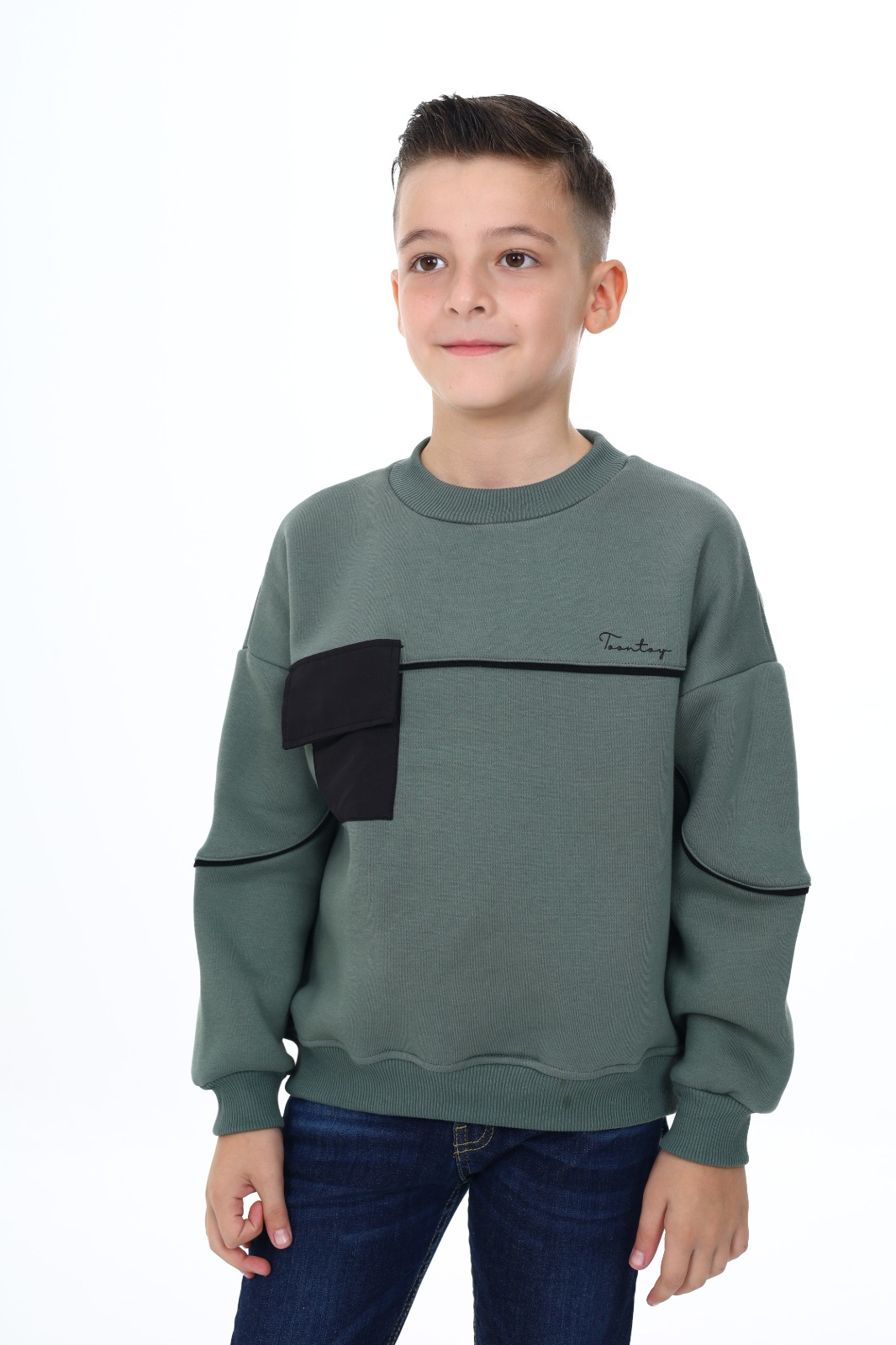 Toontoy Erkek Çocuk Cep Detaylı  Baskılı Sweatshirt
