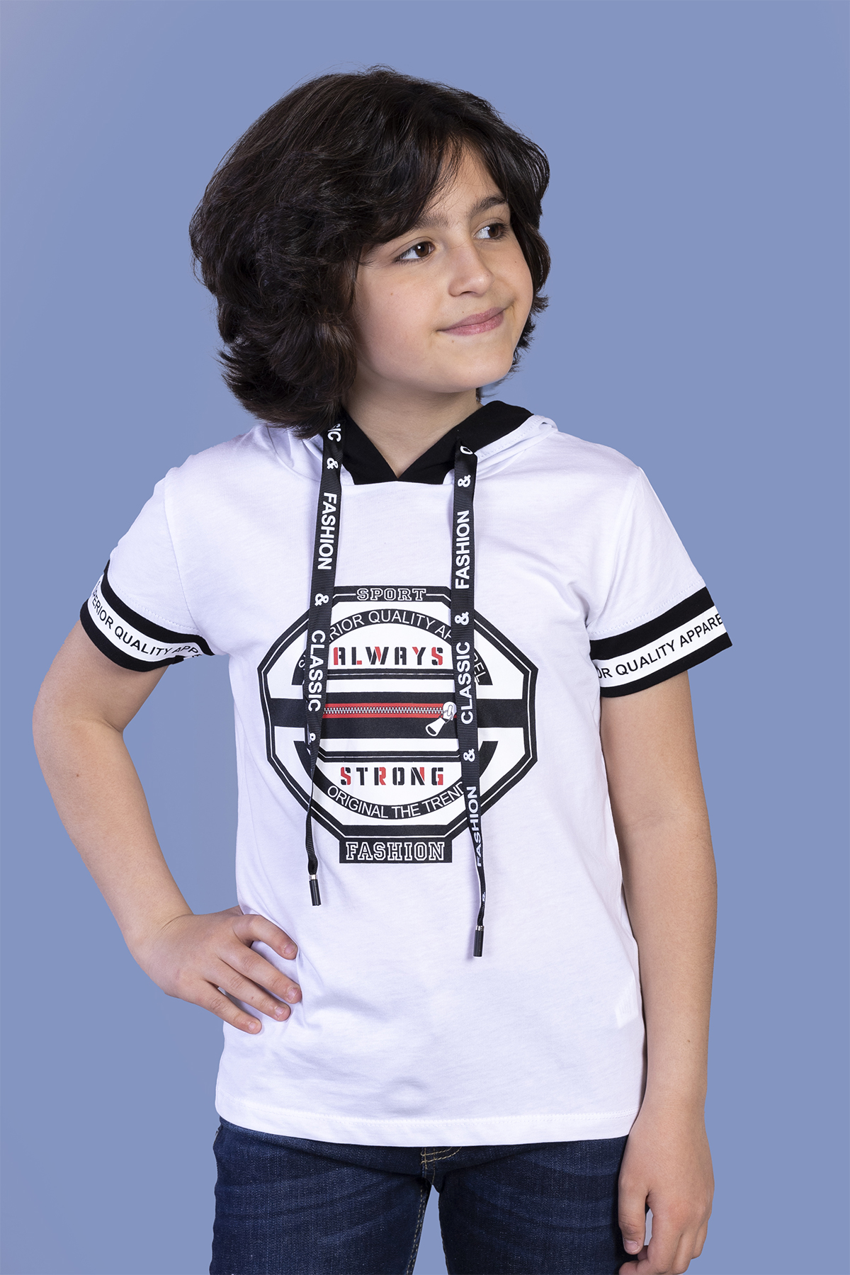Toontoy Erkek Çocuk Kapüşonlu Baskılı Tişört
