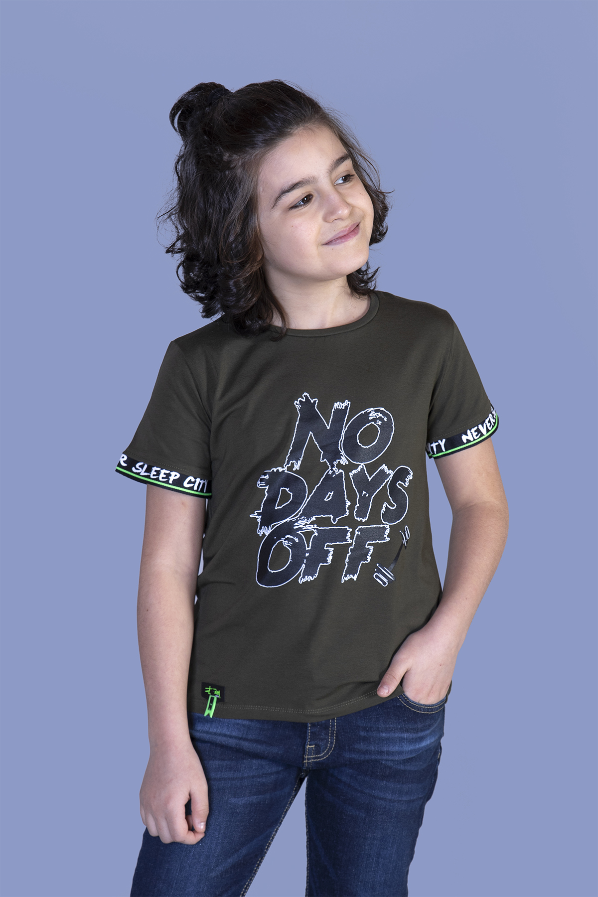 Toontoy Erkek Çocuk Baskılı Kolları Şerit Detaylı Tişört