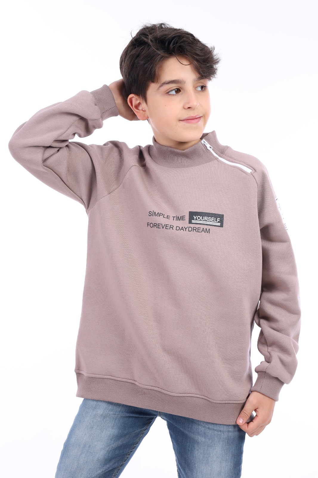 Toontoy Erkek Çocuk Simple Time Yourself Baskılı Sweatshirt