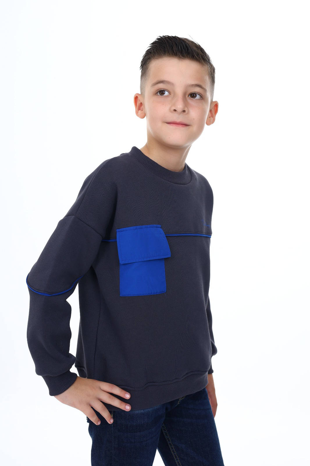Toontoy Erkek Çocuk Cep Detaylı  Baskılı Sweatshirt