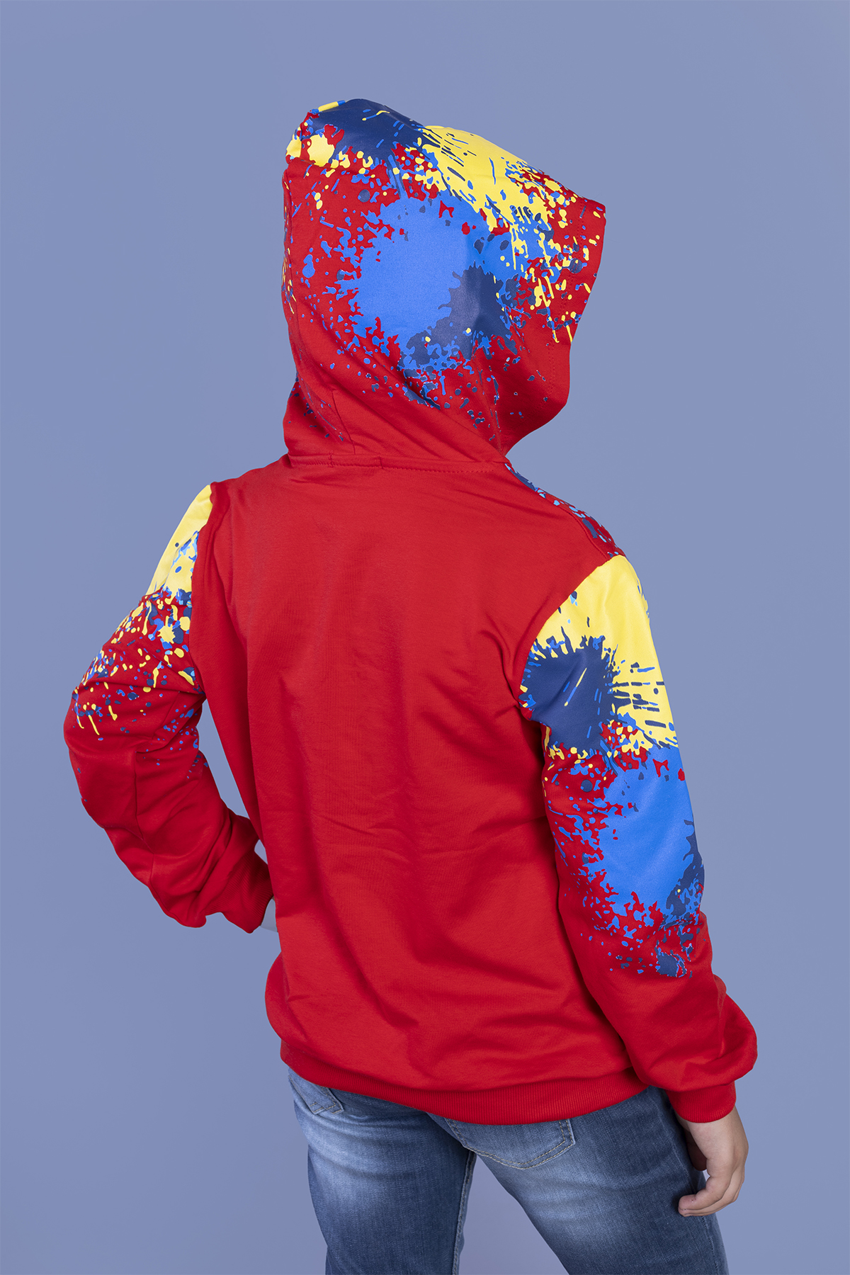 Toontoy Erkek Çocuk Kapüşonlu Renkli Püskürtme Baskılı Sweatshirt