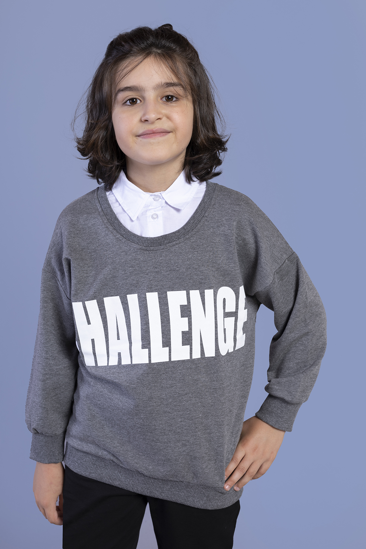 Toontoy Erkek Çocuk Baskılı Gömlek Yaka Sweatshirt