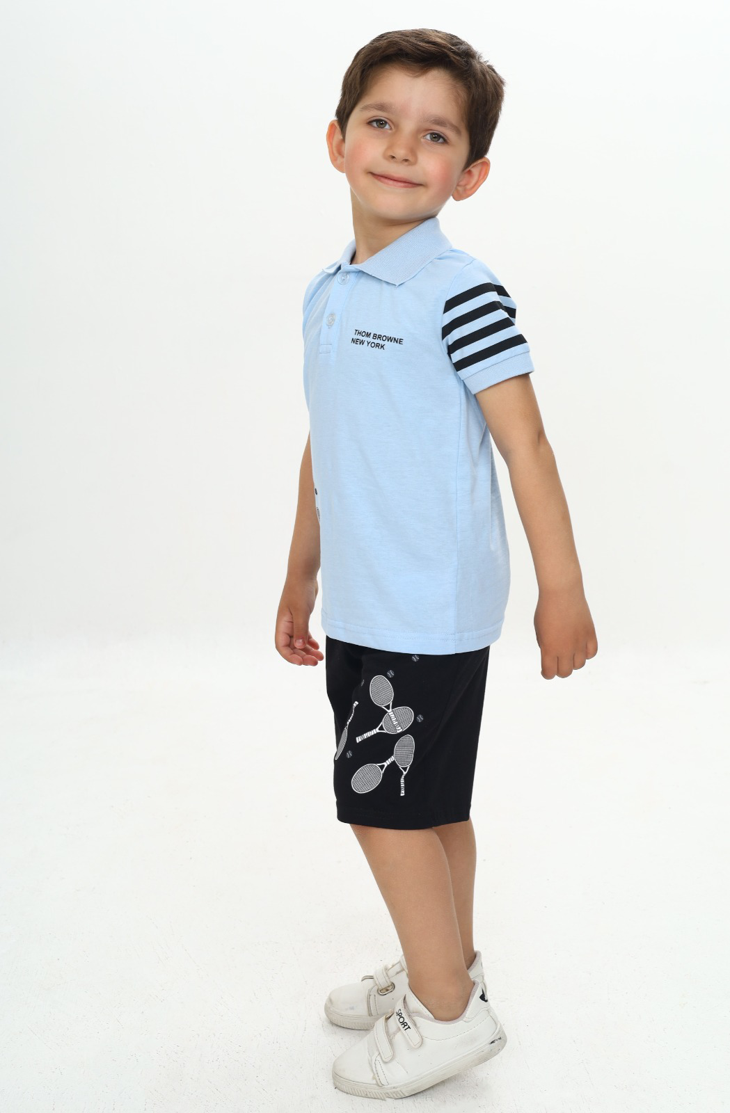 Toontoy Erkek Çocuk Polo Yaka Baskılı Şortlu Takım