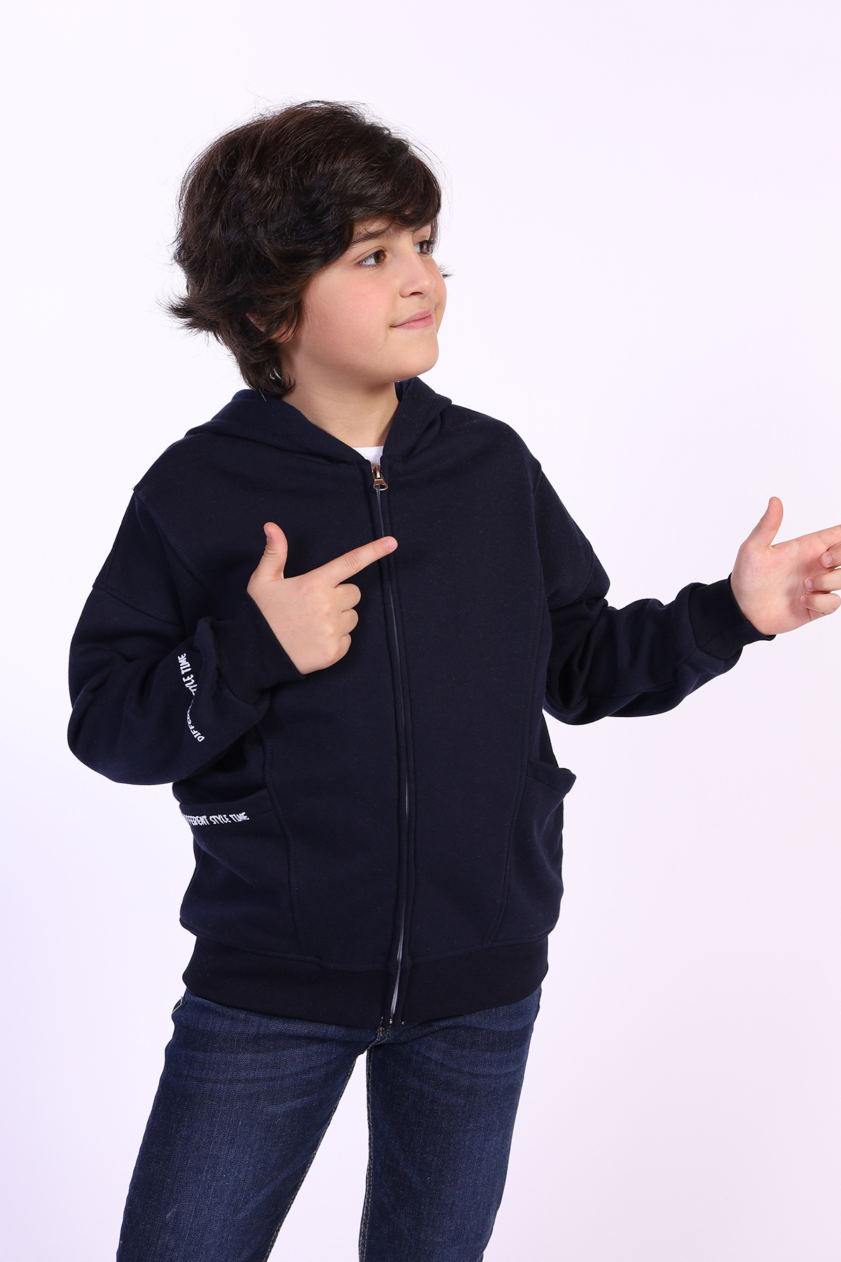 Toontoy Erkek Çocuk Cep Dıfferent Style Tıme Baskılı Hırka