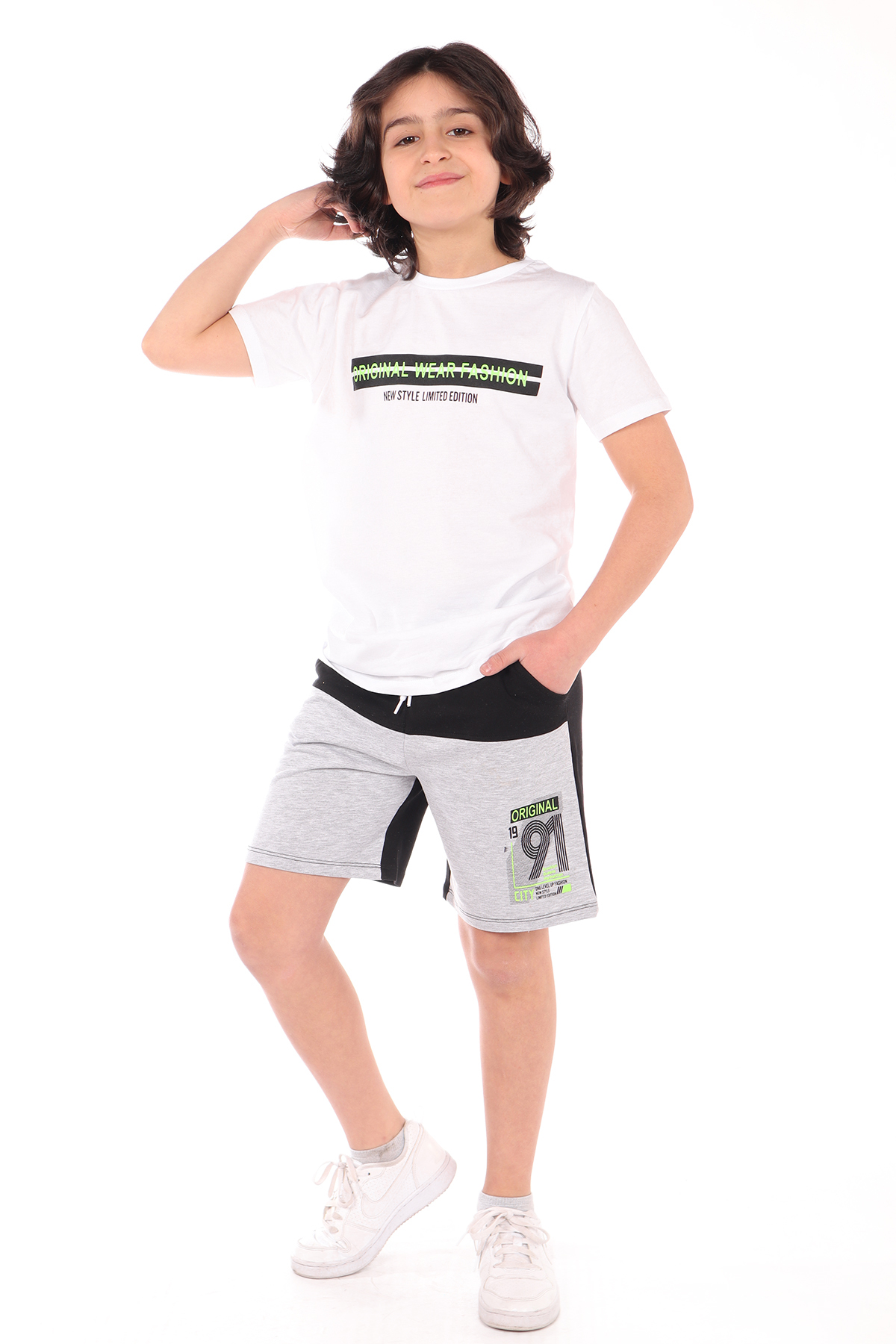 Toontoy Erkek Çocuk Önü Yazı Baskılı Şortlu Takım