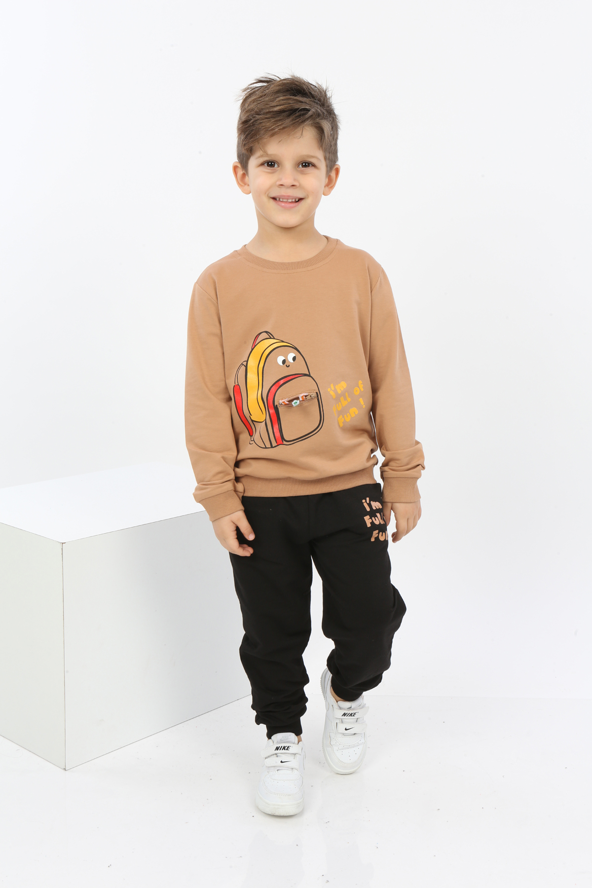 Toontoy Erkek Çocuk Çantalı Yazı Baskılı Eşofman Takım
