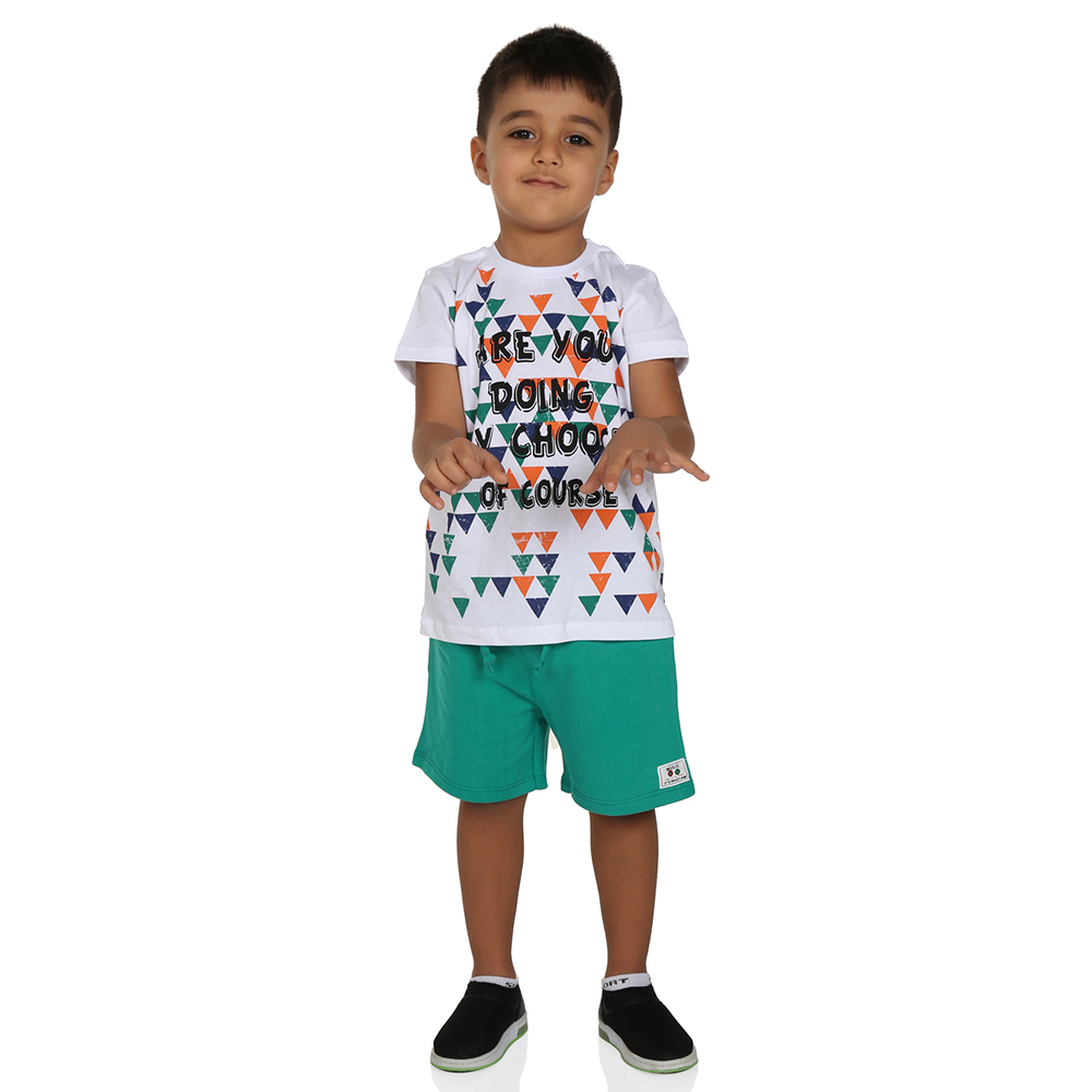 Toontoy Erkek Çocuk Renkli Baskılı Şortlu Takım