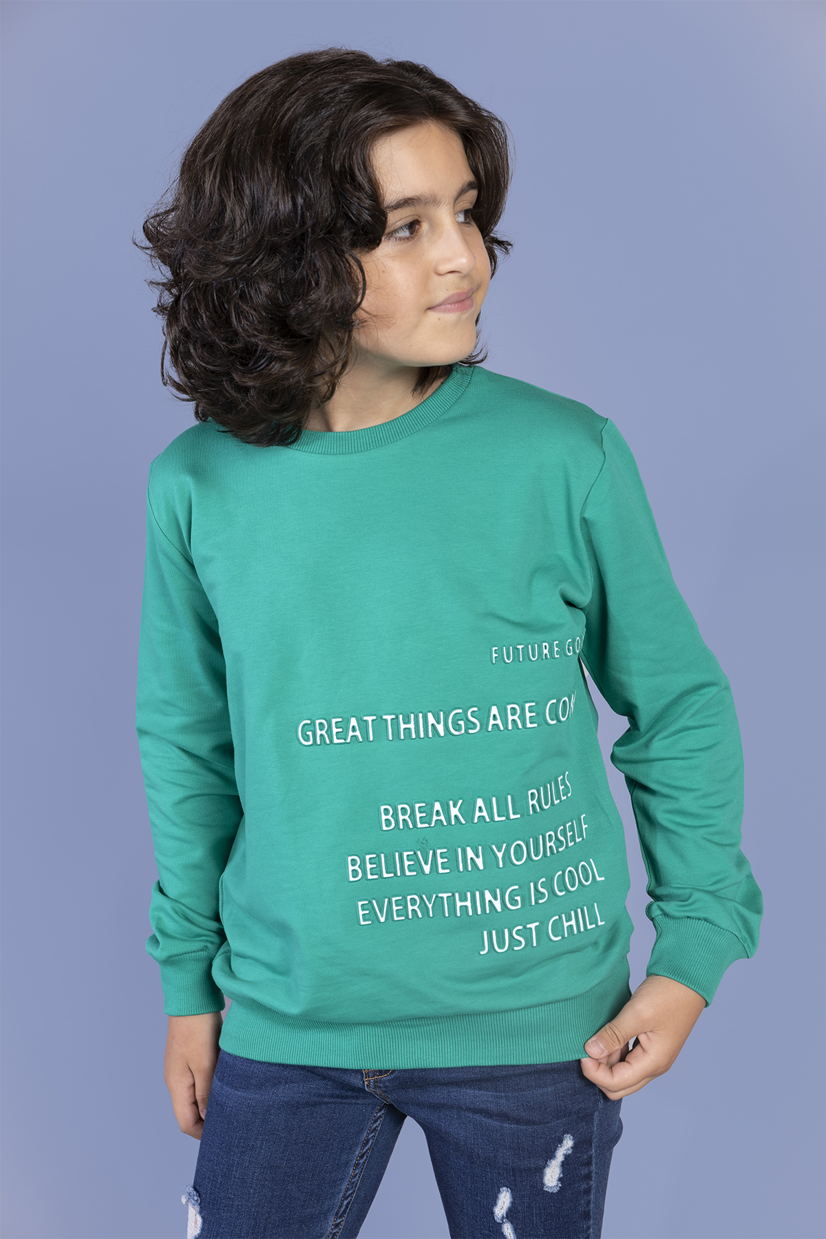 Toontoy Erkek Çocuk Kabartma Baskılı Sweatshirt