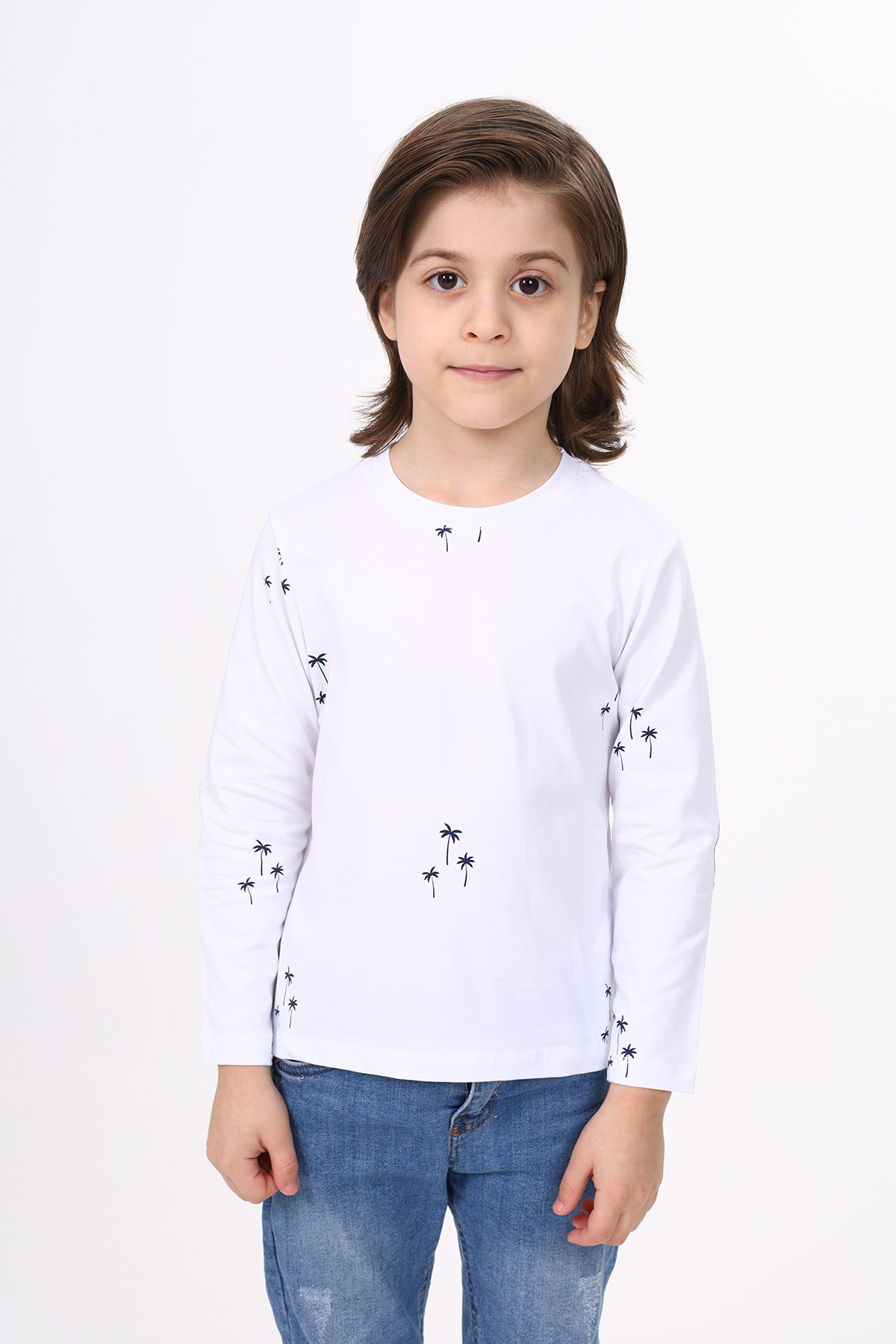 Toontoy Erkek Çocuk Palmiye Baskılı  Düz Tişört