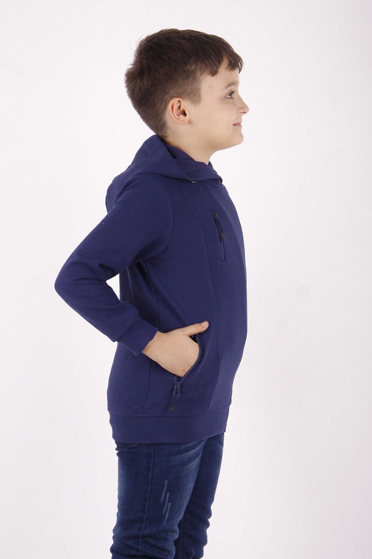 Toontoy  Erkek Çocuk Cepli Fermuarli Asimetrik Kesim Hirka