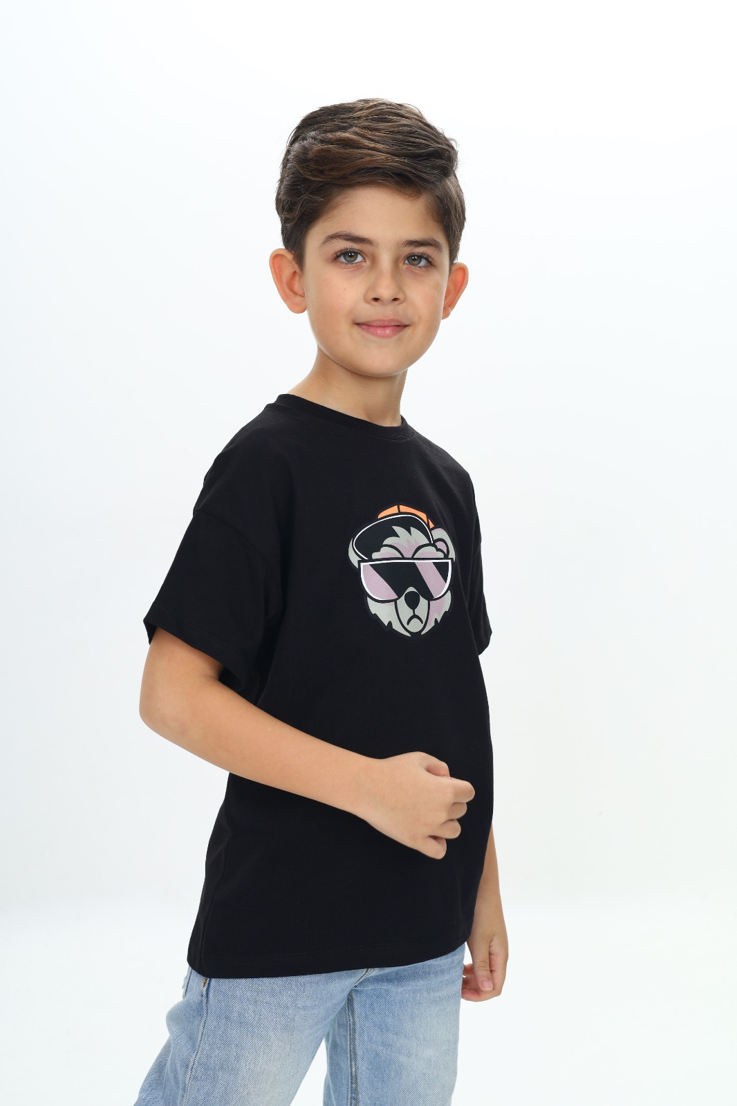 Toontoy Erkek Çocuk Şapkalı Ayı Baskılı Tişört