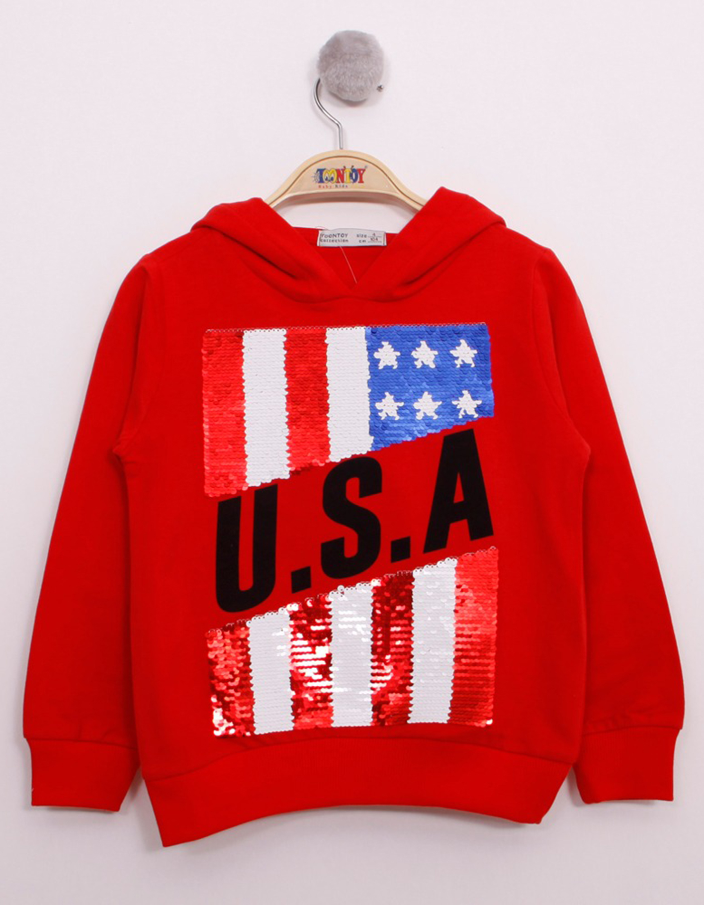 Toontoy Erkek Çocuk Pullu U.S.A Bayraklı Nakışlı Sweatshirt