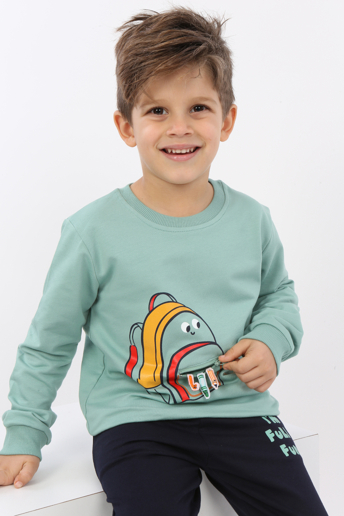 Toontoy Erkek Çocuk Çantalı Yazı Baskılı Eşofman Takım