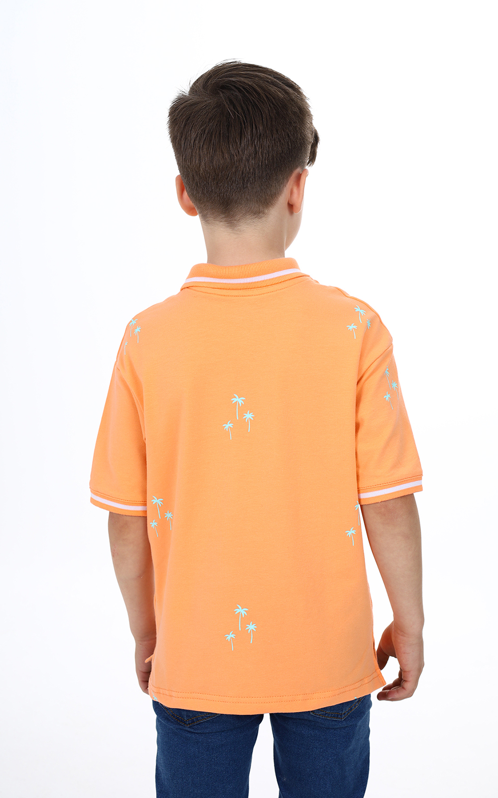 Toontoy Erkek Çocuk Polo Yaka Palmiye  Baskılı Tişört
