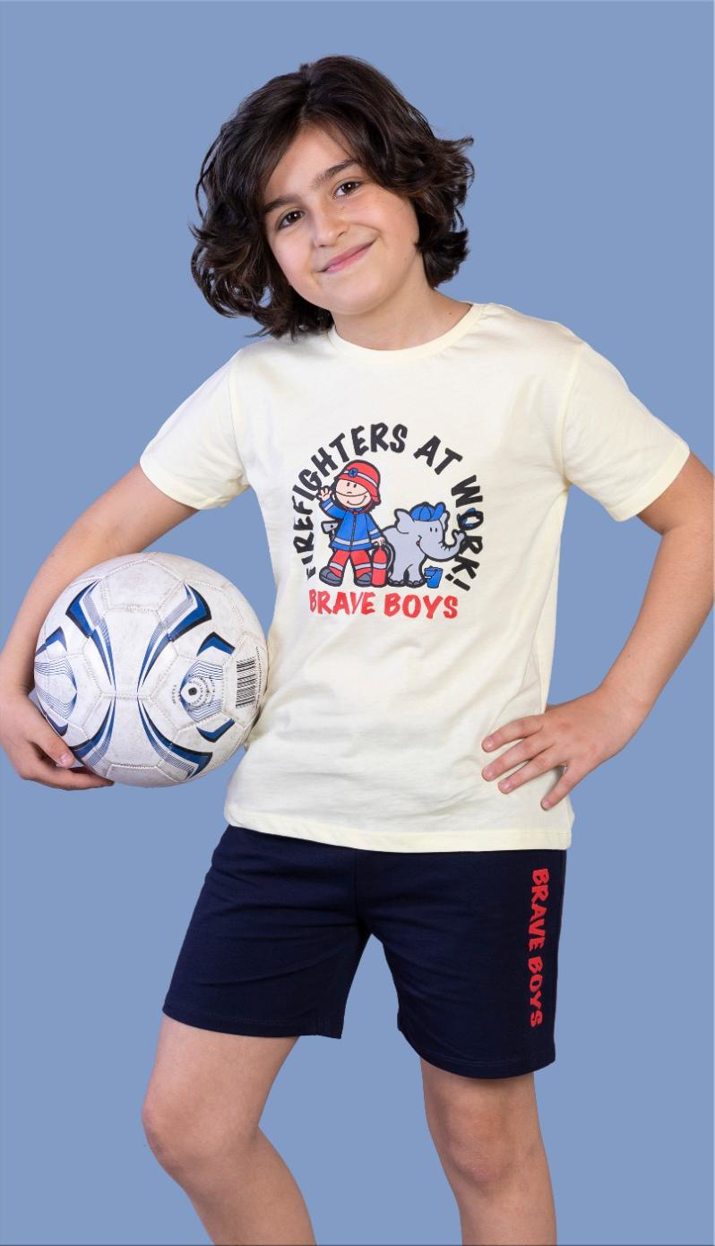 Toontoy Erkek Çocuk İtfaiye Adam Baskılı Şortlu Takım