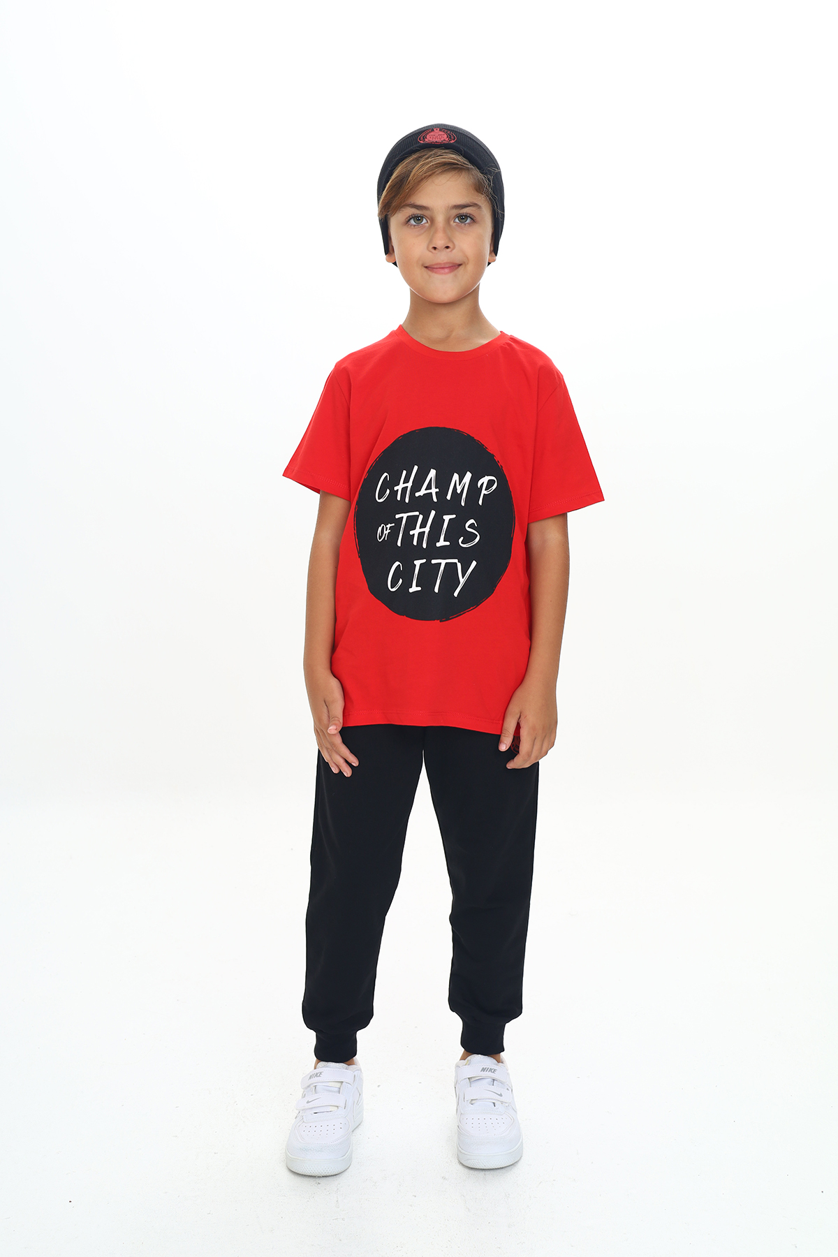 Toontoy Erkek Çocuk Önü Yazı Baskılı Şortlu Takım