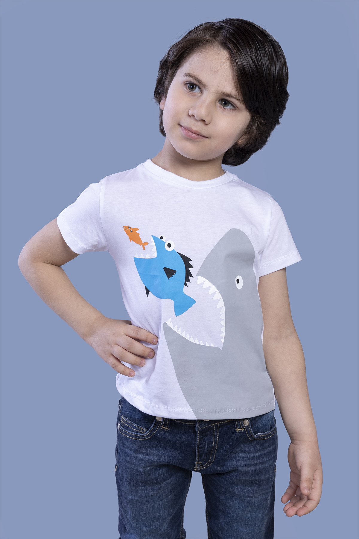 Toontoy Erkek Çocuk Köpek Balığı Baskılı Tişört