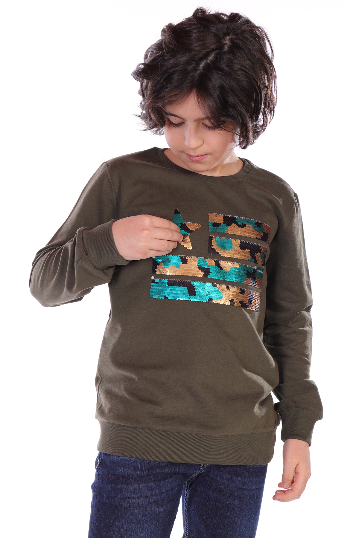 Toontoy Erkek Çocuk Kamuflaj Pullu Sweatshirt Toontoy Erkek Çocuk Kamuflaj Pullu Sweatshirt