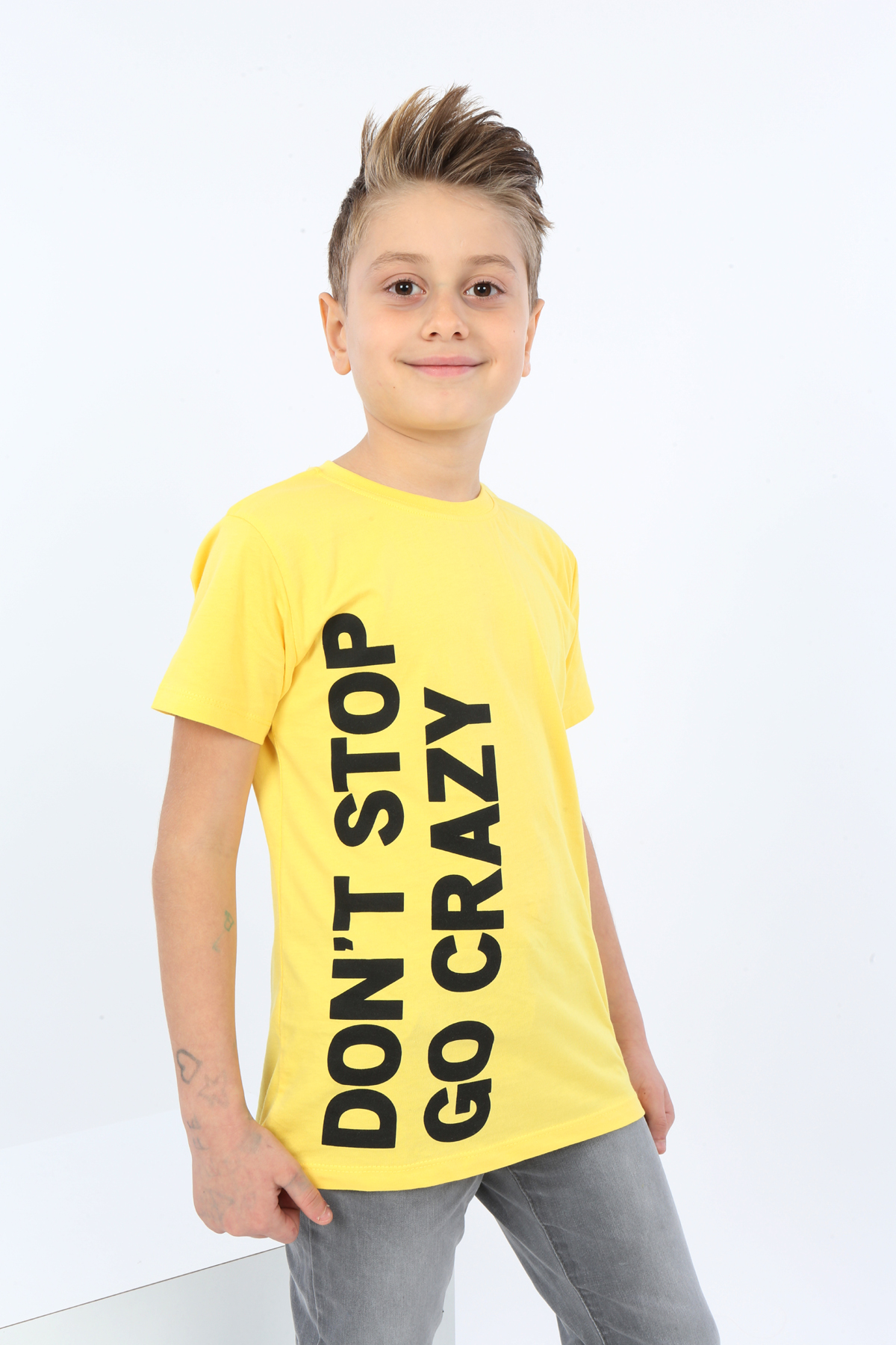 Toontoy Erkek Çocuk Dont Stop Go Crazy Baskılı Tişört