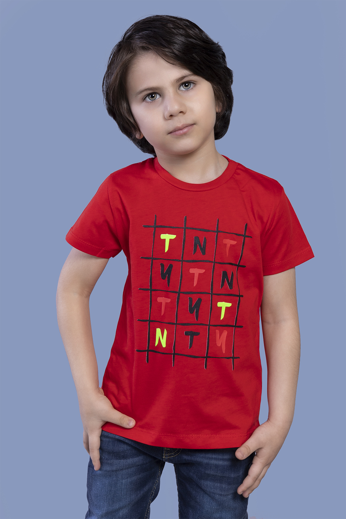 Toontoy Erkek Çocuk Tnty Kare Baskılı Tişört