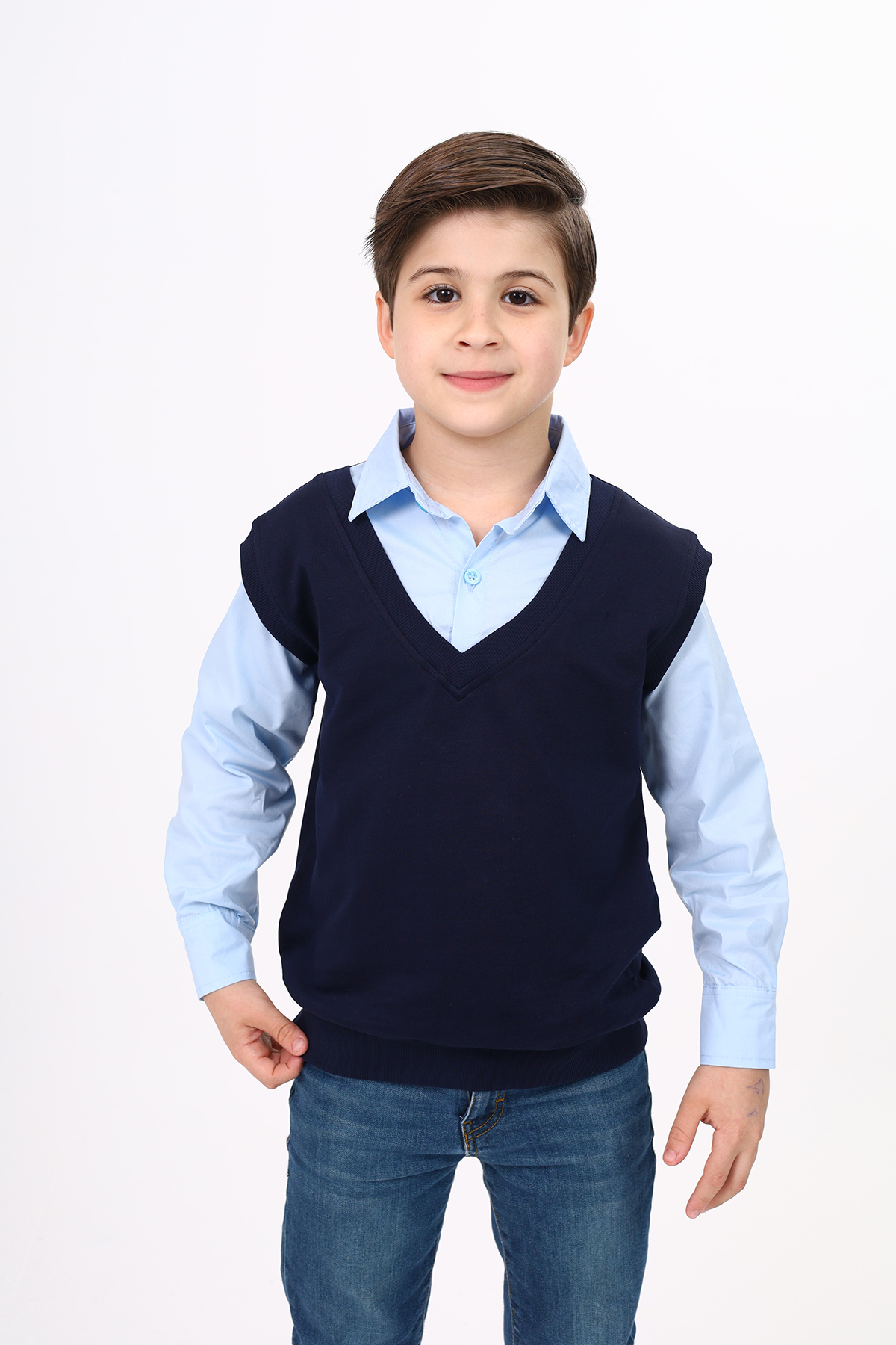 Toontoy  Erkek Çocuk Süveterli Okul Gömlek