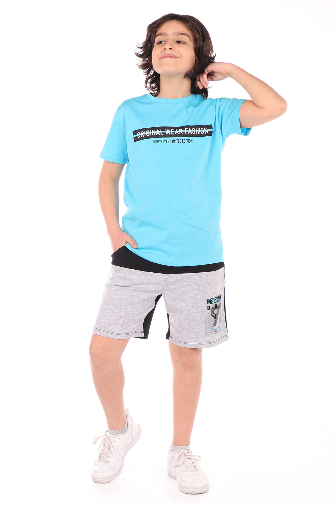 Toontoy Erkek Çocuk Önü Yazı Baskılı Şortlu Takım