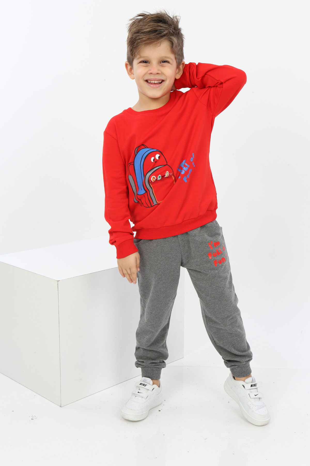 Toontoy Erkek Çocuk Çantalı Yazı Baskılı Eşofman Takım